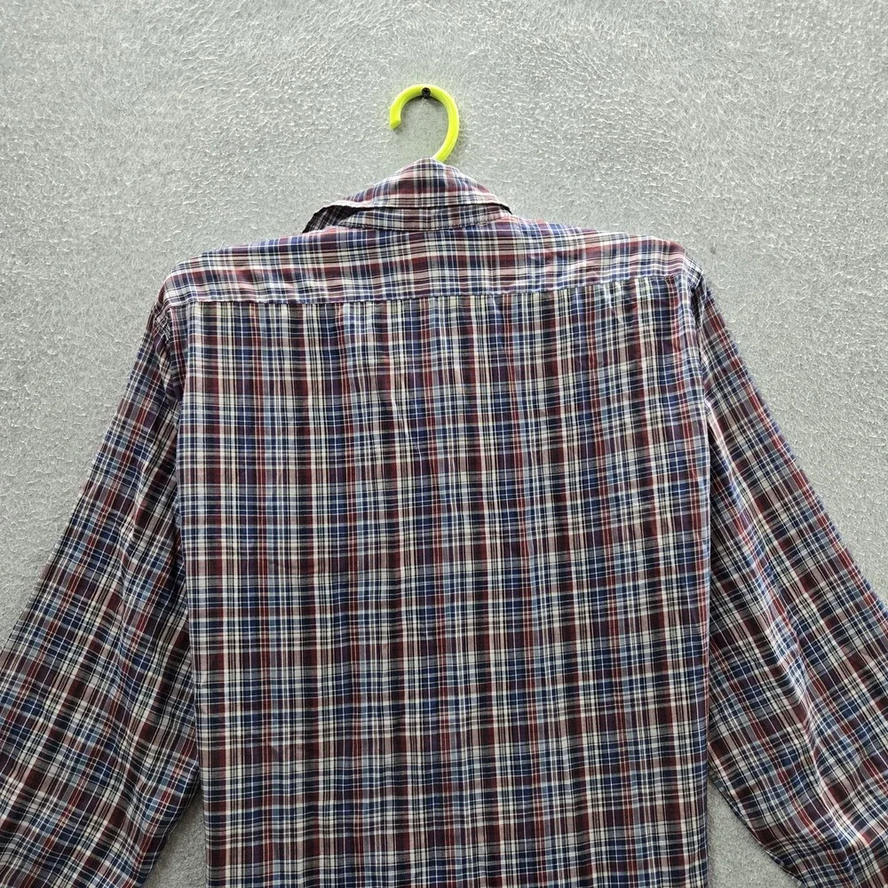 VINTAGE Levi's Men Button‎ Up Shirt M  Red Plaid Western Long Sleeve
